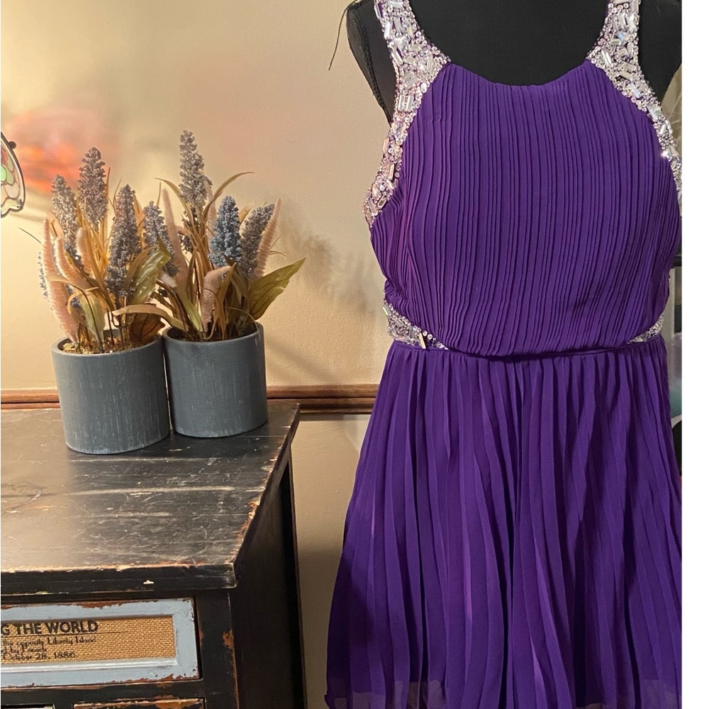 Jodi Kristopher short purple dress